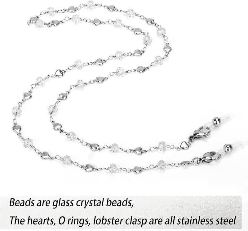 Hongeely Eyeglass Chain Silver Stainless Steel Handmade Necklace for Reading Glasses Sunglass Beaded Chains for Men Women - Image 4